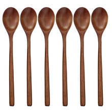 Wooden Spoon, 6 Pieces Wood Soup Spoons for Eating Mixing Stirring Cooking, Long Handle Spoon with Japanese Style Kitchen Utensi 2024 - buy cheap