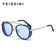 FEISHINI 2020 New Gothic Steampunk Round Sunglasses Men Red Punk Goggle Luxury Fashion Oval Sun Glasses For Women Vintage Shades 2024 - buy cheap