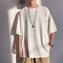 Short Sleeve Black White Loose T Shirt Men'S 2021 Summer Classic Solid Tshirt Top Tees Casual Clothes Plus OverSize M-5XL O NECK 2024 - купить недорого