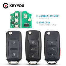 KEYYOU 5K0 837 202AD Remote Car Key 434MHz ID48 Chip for VW Volkswagen GOLF PASSAT Tiguan Polo Jetta Beetle Auto Key 5K0837202AD 2024 - купить недорого