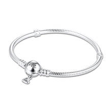 Moments Freehand Heart Clasp Snake Chain 925 Sterling Silver Bracelets for Women Valentine Day Jewelry Charms Bracelets Findings 2024 - buy cheap