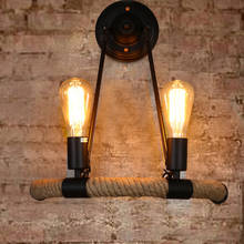 Vintage Retro Led Indoor Wall Lamp Loft Industrial American Style Aisel Bedside Room Wall Sconce Lights Fixture Hemp Rope Decor 2024 - buy cheap