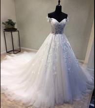 Роскошные свадебные платья с аппликацией для невесты 2021, свадебные платья-трапеции с открытыми плечами, свадебное платье 2024 - купить недорого