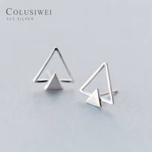 Colusiwei Genuine Sterling Silver 925 Geometric Triangle Sutd Earrings for Women 2020 Simple Line Smooth Surface Jewelry 2024 - buy cheap