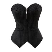 Espartilhos modelador feminino, corselet para casamento, com zíper e renda, top listrado 2024 - compre barato