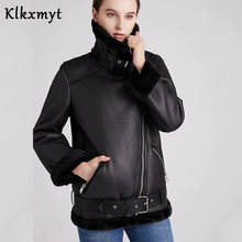 Зимние пальто Klkxmyt Za, женское утепленное меховое пальто из искусственной кожи, женская кожаная куртка с меховой подкладкой, куртка-Авиатор, Женское пальто 2024 - купить недорого
