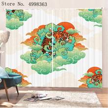 2 Panels Blackout Window Curtain Chinese Painting Window Treatments for Living Room Bedroom Lion Animals Home Decor Curtain 2024 - buy cheap