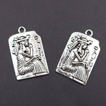 WKOUD-collar Vintage Chapado en plata con etiqueta de Metal, colgante de joyería artesanal, 35x22mm, 4 Uds. 2024 - compra barato