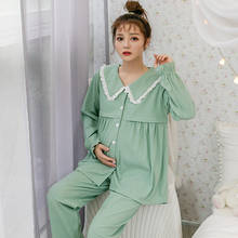Terno de pijama folgado para maternidade, roupas para dormir, tamanho grande, para mulheres grávidas, primavera e outono 2024 - compre barato