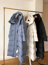 Chaqueta con capucha para mujer, de talla grande abrigo grueso, azul, negro y blanco, moda de invierno, novedad 2024 - compra barato