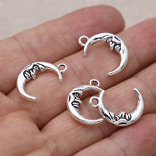 10pcs Antique Silver Plated Moon Charms Pendants for Jewelry Making Bracelet Necklace DIY Handmade Accessories Craft 22x16mm 2024 - buy cheap