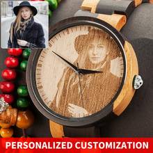 Bobo bird relógio personalizado, relógios de pulso de madeira foto personalizada presente de natal aniversário presente de aniversário 2024 - compre barato