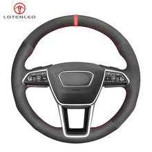 LQTENLEO Black Suede Leather Car Steering Wheel Cover For Audi A6 (Avant) C8 A6 Allroad C8 2019 A7 (Sportback) K8 2018-2019 2024 - buy cheap