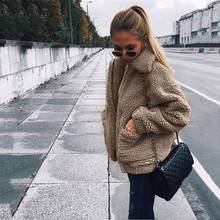 Plus Size Winter Warm Soft Zipper Fur Jacket Women 2019 Elegant Faux Fur Pocket Coat Autumn Plush Overcoat Casual Teddy Outwear 2024 - buy cheap