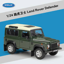Welly 1:24 land rover defender exército liga verde modelo de carro diecastas & veículos de brinquedo coletar presentes não-tipo de controle remoto b406 2024 - compre barato