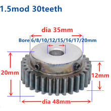 Engranaje piñón de enfriamiento, engranaje principal cnc de transmisión RC, 1,5 M, 30T, 30 dientes, 1,5 de ancho, 12mm de diámetro, 8-20mm 2024 - compra barato