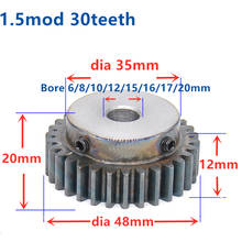 Quench pinhão 1.5 m 30 t 30 dentes mod 1.5 largura 12mm diâmetro 8-20mm dentes direitos grande engrenagem cnc engrenagem cremalheira transmissão rc 2024 - compre barato