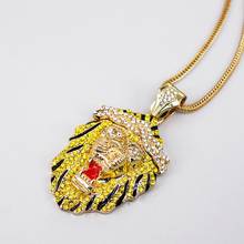 gold plated  punk crystal lion choker necklace men women  sport jewelry long necklace  hip hop jewelry 2024 - buy cheap