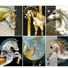 KAMY YI Boutique Animal Golden Horse War Diamond Painting 3D Image Diamond Inlaid Modern Mosaic For Home Decoration Gifts 2024 - buy cheap