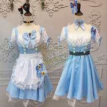 Disfraz de princesa loli, traje de mucama azul, Lolita, uniforme de mucama, Anime 2024 - compra barato
