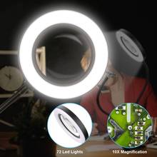Lupa com lâmpada led de ampliação, vidro óptico iluminado com abraçadeira de metal 2024 - compre barato