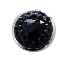 Black OEM 20mm Clay Rhinestone ginger snaps button Jewelry charm with High quality alloy bottom fit ginger snaps bracelets 2024 - buy cheap