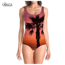 CLOOCL-traje de baño sin mangas para mujer, bañador Sexy con estampado 3D de palmeras y plantas, para playa y verano 2024 - compra barato