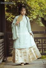 Hanfu roupa tradicional chinesa 2021, roupas para festival, estampa floral, elegante, manga de dança folclórica, traje de apresentação, robe 2024 - compre barato