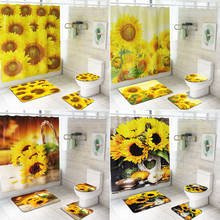 3D летние яркие солнечные цветы занавески для душа с рисунком подсолнуха нескользящий коврик для унитаза для ванной ковер коврик для ванной занавески s Набор 2024 - купить недорого