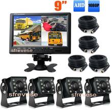 9" AHD IPS 4CH Quad Split Car Rear View Monitor + 4x AHD 1080P 4Pin IR Reverse Parking Backup Camera Kit For RV Bus Truck 12-24V 2024 - buy cheap