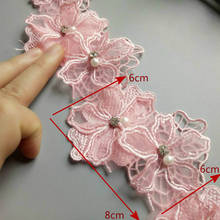 20Pcs/Lot Pink Petal Flower Organza Embroidery Fabric Lace Patch Trim Clothes 3D Beading Flower Wedding Dress Diy Applique 2024 - buy cheap