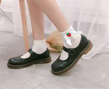 Meias femininas de algodão tornozelo lindas morangas laço estudantes lolita meias b735 2024 - compre barato