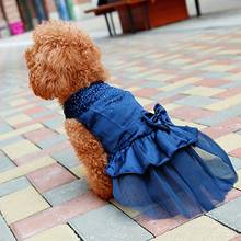 Nova marca bonito 3 cores cão filhote de cachorro arco vestido de strass vestido de princesa vestido de festa vestido de casamento do cão roupas para animais de estimação 2024 - compre barato