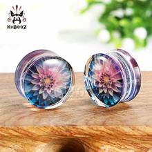 Kubooz New Colorful Flowers Design Simple Transparent Arylic Ring Body Jewellery Fashion Ear Plugs Gaugues Tunnels 2PCS 2024 - buy cheap