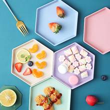 Hexagon Party Dessert Snacks Melon Seeds Wheat Straw Thicken Tray Fruit Plate Multifunctional Kitchen Accessories Basket Dishes 2024 - buy cheap