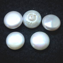 Cabujones de perlas de agua dulce cultivadas para mujer, 5 piezas, pendientes, tachuelas, agujeros perforados, tamaño 14-15mm, cuentas de perlas naturales 2024 - compra barato