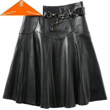 Leather Skirts Genuine Womens Saia Midi Plus Size Pleated Skirt Sheepskin Spring Faldas Mujer Moda 2020 LWL9623 2024 - buy cheap