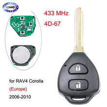 Chave remota com 2 botões 433mhz e chip 4d67., para toyota rav4 corolla europa 2006, 2007, 2008, 2009 e 2010. 2024 - compre barato
