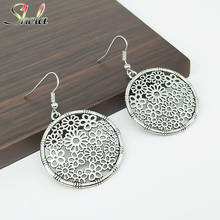 Metal Flower Earrings For Women Geometric Circle Round Antique Vintage Pendant Fashion Jewelry Accessories Wholesale 2024 - buy cheap