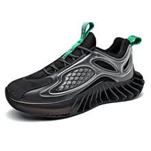 Zapatillas de deporte para hombre, zapatos deportivos de malla transpirable, con cordones, color blanco y negro, talla 46 2024 - compra barato