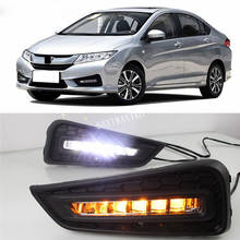 2PCS Day Light LED Daytime Running Light 12V DRL For Honda City 2015 2016 2017 With Yellow Color Turning Signal Lamp 2024 - buy cheap