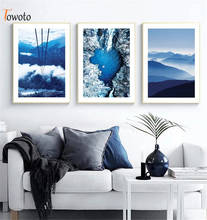 Pintura de Cavas de paisaje nórdico, póster para el hogar, Impresión de imagen decorativa de montaña de Lago Azul para sala de estar, decoración artística de pared, diseño 2024 - compra barato