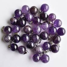 wholesale 30pcs/lot 2020 fashion good quality natural  stone Amethysts ball shape pendants for jewelry making free shipping 2024 - buy cheap