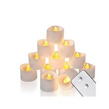 Velas decorativas con mando a distancia, candelita votiva sin llama con batería, pequeñas velas LED de plástico para cumpleaños, 12 o 24 piezas 2024 - compra barato