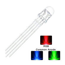 50 Uds 5mm color completo LED RGB rojo/verde/azul cátodo común/ánodo de cuatro pies luz de color resaltado transparente 5mm diodo colorido 2024 - compra barato