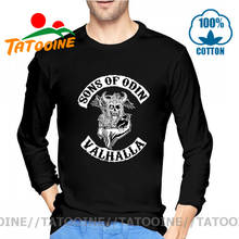 Tatooine Valhalla Sons Of Odin Vikings T-shirt For Men Long Sleeve Cotton Group Dropshipping Tee Shirt Viking Warrior Skull Tops 2024 - buy cheap