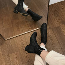 Осенне-зимние ботинки женские ботильоны на молнии на высоком каблуке Женская деловая обувь на толстом каблуке с круглым носком размер 33-42 2024 - купить недорого