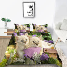 Cats and Flowers 3D Printing Duvet Cover Set Animal Bedding Set Quilt Cover with Pillowcase Bed Line Twin Full Size (No Insert) 2024 - buy cheap
