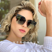 WERGASUN 2020 New Fashion Half Frame Square Sunglasses Women Brand Designer Vintage Metal Sun Glasses Female Gradient Shades 2024 - buy cheap