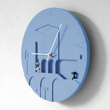 Blue Round Nordic Fashion Office Wall Clock Silen Battery Art Simple Modern Wall Clock Kitchen Horloge Murale Gaming Room BK50BG 2024 - buy cheap